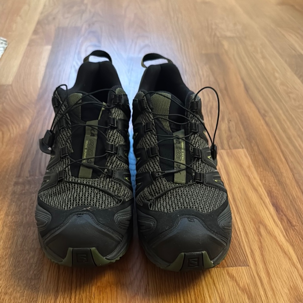 Salomon Black and Green Athletic Shoes with Quick-Lace System
